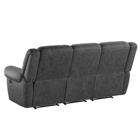 Reclining Sofa - Gray - Faux Leather