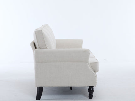 Rolled Arm Sofa With Nailhead Trim With Wooden Legs