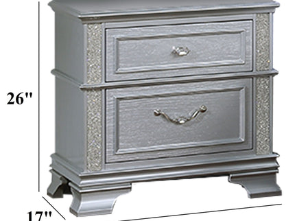 2 Drawers Nightstand With Front Decorative Knobs - Gray