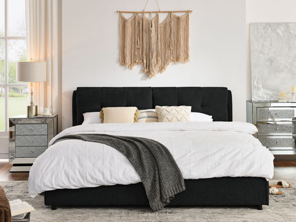 Storage Upholstered Hydraulic Platform Bed With Integrated Headboard
