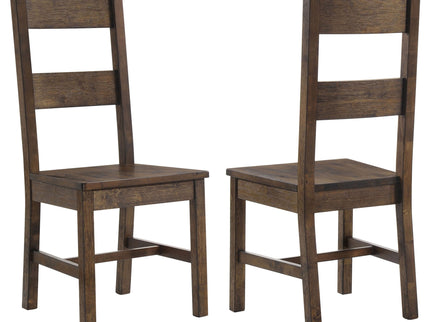 Ladder Back Dining Chairs With Straight Seat (Set of 2) - Brown