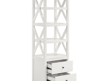 Delaney - 4 Shelf Bookcase With Top Storage Tower - White