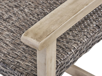 Hampton - Outdoor Wood And Wicker Loveseat - Gray