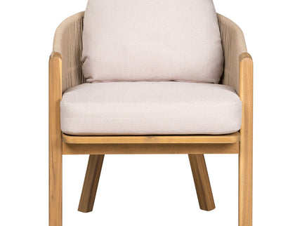 Grotta - Outdoor Dining Arm Chair (Set of 2) - Teak / Beige