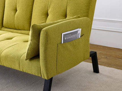 Sofa Bed With Foldable Design And Cup Holder - Green