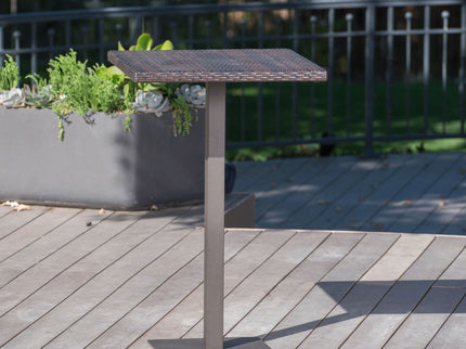 Outdoor Square Rattan Bar Table With Iron Frame - Multi Brown
