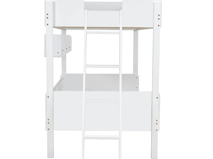 Bunk Bed With 3 Storage Shelves, Adjustable Ladder Left Or Right