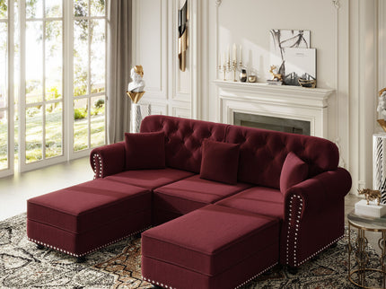 Upholstered Sofa Set With Nailhead Trim And Rolled Armrests, Includes Pillows