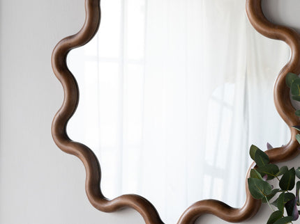 Wooden Accent Mirror With Unique Frame, Wall Mirror For Living Room Bedroom Entryway - Brown