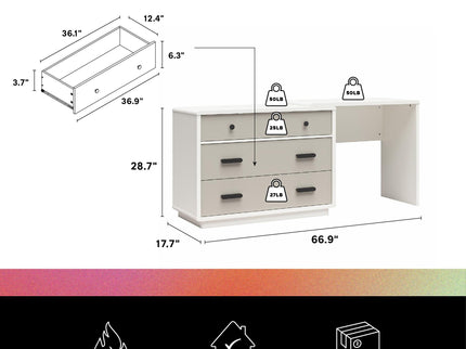 Valencia - 3 Drawer Dresser And Desk - Taupe