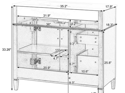 Bathroom Vanity With Sink, 4 Drawers, 2 Doors