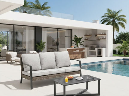 2 Piece Patio Set With Cushions & Coffee Table