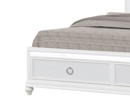 Abigale - Bed & LED Lighting And 2 Drawer Storage Footboard