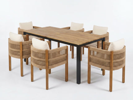 Outdoor Dining Set & Table And Rope Chairs