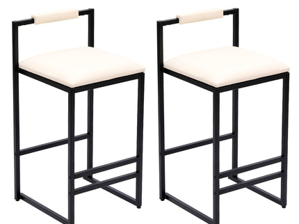 Elegant Bar Stool Set With Backrest And Footrest, Counter Height (Set of 2)
