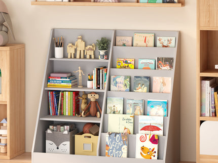 Bookshelf And Toy Storage Organizer, 4 Tier Bookcase With Display Stand For Playroom