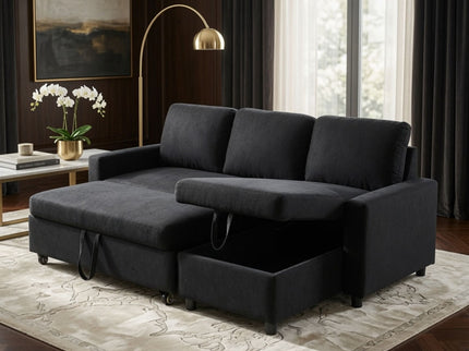 L - Shaped Convertible Sofa Bed With Storage Chaise