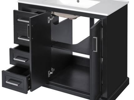 Bathroom Vanity With Sink, Soft Close Doors, Adjustable Shelf & 3 Drawers