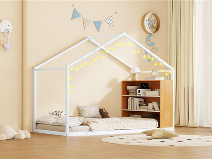Bed House Frame With Shelves And Lights