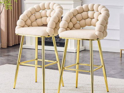 Bubble, Ball Chain Tufted Bar Chairs For Kitchen Island & Home Bar (Set of 2)
