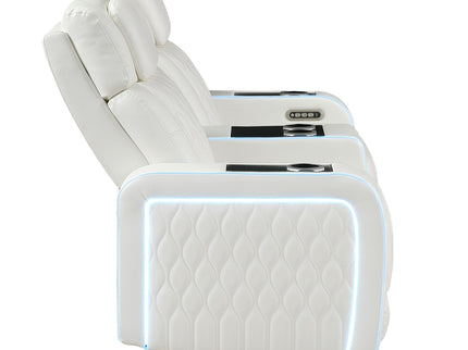 Electra - Power Reclining Sofa With Power Headrests, Drop Down Table, Reading Light, Massage, LED Lighting And USB Control