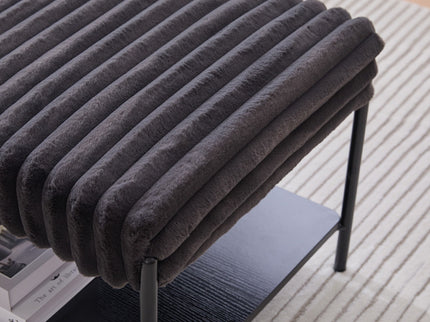 Upholstered Ottoman Coffee Table Foot Rest With Open Storage