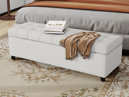 Upholstered Storage Ottoman Bench, Foot Rest For Bedroom