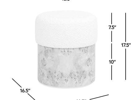 Nebula - Round Upholstered Ottoman - White