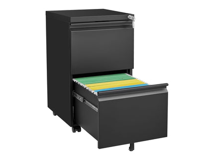 2 Drawer File Cabinet With Lock, Metal Under Desk Rolling Filing Cabinet Fits Letter / Legal / A4 Size For Home Office, Mobile Filing Cabinet