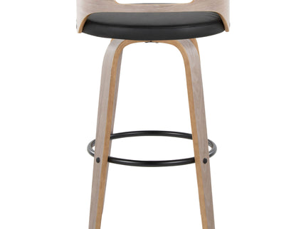 Cassis - Mid Century Modern Fixed Height Barstool With Swivel With Round Footrest (Set of 2)