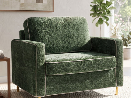 Accent Chair Upholstered Single Sofa With Square Arms, Sewn Pillow Back For Living Room