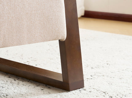 Sleek And Stylish Ottoman Polyester With Rubberwood Legs - Beige