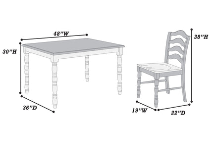 5 Piece Dining Set With Table And Ladder Back Chairs - Oak / White
