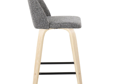 Toriano - Contemporary Modern Design Fixed Height Counter Stool With Swivel With Square Footrest (Set of 2)