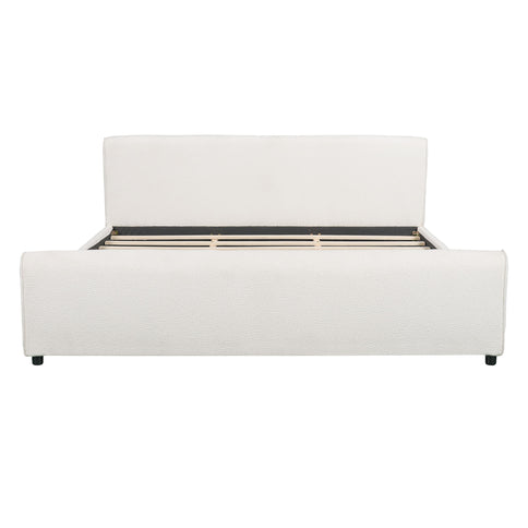 Luxury Upholstered Bed Frame With Curved Headboard & Footboard