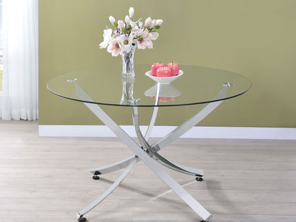 Declan - Round Top Dining Table - Chrome