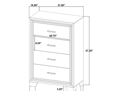 Funston - 4 Drawer Chest Of Drawers With Bar Handles - Brown Oak