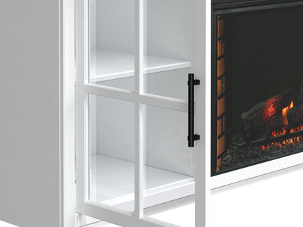 Fireplace TV Stand Console & Fixed Shelves