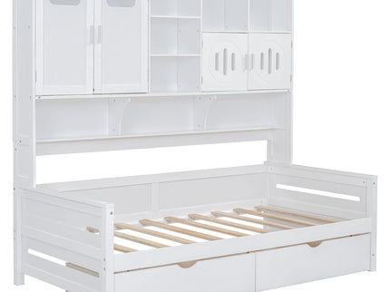 Daybed With All-In-One Cabinet And Shelf