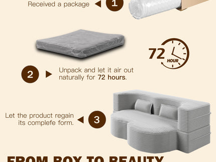Floor Sofa With 2 Pillows, Convertible Twin Size Mattress For Living Room
