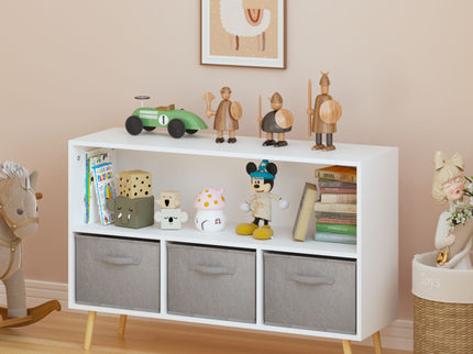 Bookcase With Collapsible Drawers, Book Display Organizer