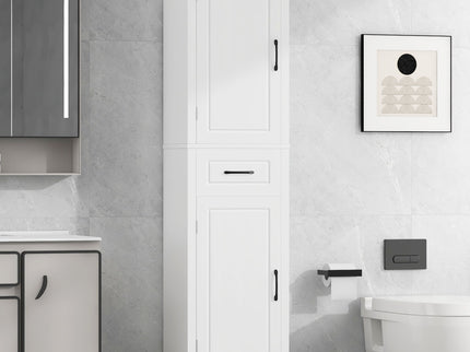 Tall Freestanding Bathroom Storage Cabinet With 2 Doors And Adjustable Shelves