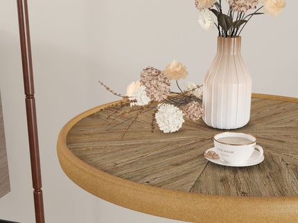 Round End Table With Pedestal Base - Natural Wood