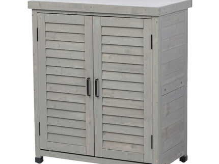 Potting Bench With Storage Cabinet And Metal Table Top For Outdoor