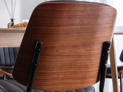 Dining Chairs (Set of 2) Mid-Century Modern Retro Chair With Walnut Bentwood Back Upholstered Seat Metal Legs Adjustable Foot For Kitchen Dining Room Chairs