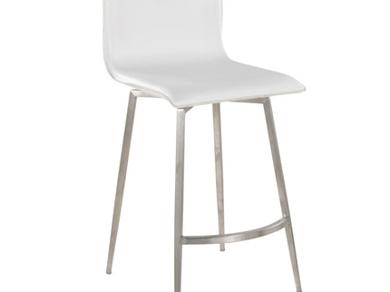 Mara - Upholstered Contemporary Fixed Height Counter Stool With Swivel (Set of 2) - White