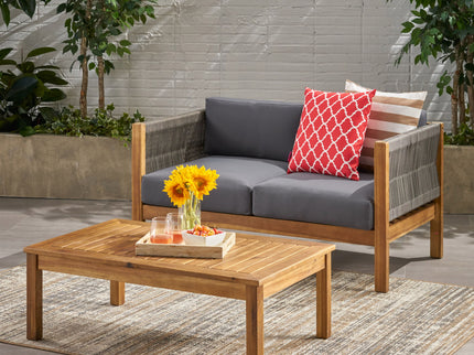 Charlotte - Outdoor And Rope 4 Seater Chat Set With Cushions - Teak