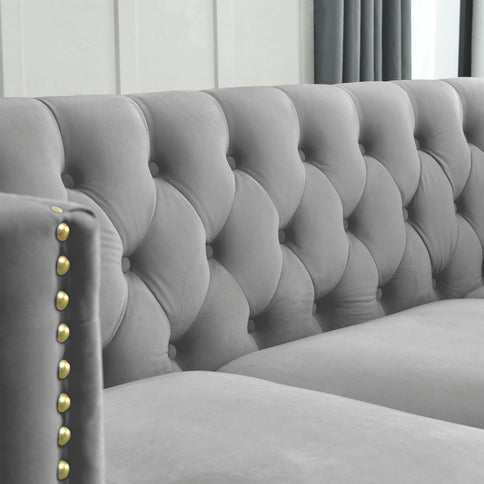 Upholstered Couch Sofa With Button Tufting For Living Room