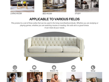 Modern Sofa With Button Tufting, Upholstered Couch For Living Room