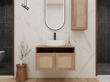 Bathroom Vanity With Art Sink And Side Cabinet, Float Mounting Design